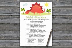 Red Dinosaur Celebrity baby name game card,Dinosaur Baby shower games printable,Fun Baby Shower Activity--370