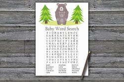 Bear Baby shower word search game card,Woodland Baby shower games printable,Fun Baby Shower Activity,Instant Download368