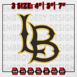 Long Beach State Beach Embroidery files, NCAA D1 teams Embroidery Designs, NCAA Long Beach St Machine Embroidery Pattern