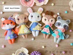 Woodland animals set PDF pattern. Easy DIY sewing pattern with instructions step by step photos.