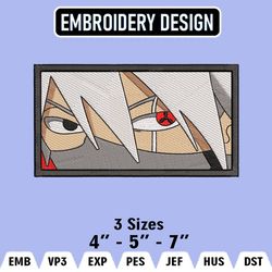 Kakashi Embroidery Designs, Kakashi Embroidery Files, Naruto Machine Embroidery Pattern, Digital Download