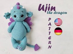 Dragon Crochet Pattern Amigurumi - Ujin the mini teddy dragon - PDF Tutorial Handmade Dragon - DIY