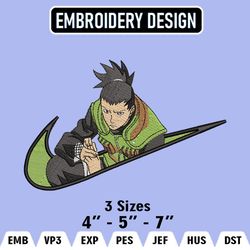 Shikamaru Nike Embroidery Designs, Shikamaru Embroidery Files,  Naruto Nike Machine Embroidery Pattern