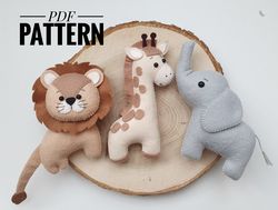 DIY Lion Elephant Giraffe    ornaments pattern Lion   patterns felt PDF