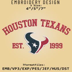 Houston Texans Embroidery Designs, NFL Logo Embroidery Files, NFL Texans, Machine Embroidery Pattern, Digital Download
