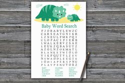 Dinosaur themed Baby shower word search game card,Dinosaur Baby shower games printable,Fun Baby Shower Activity-342