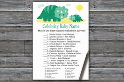 Dinosaur themed Celebrity baby name game card,Dinosaur Baby shower games printable,Fun Baby Shower Activity-342