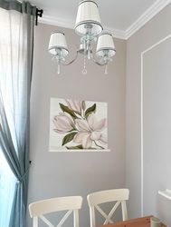 Magnolia flowers. Original interior painting. Acrylic on canvas. Wall Arts