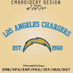 Los Angeles Chargers embroidery design, NFL Logo Embroidery Files, NFL Chargers, Machine Embroidery Pattern
