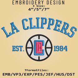 LA Clippers Embroidery Designs, NBA Logo Embroidery Files, NBA Clippers, Machine Embroidery Pattern