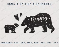 Mama bear Embroidery Designs, Mom Embroidery Files, Mom Machine Embroidery Files