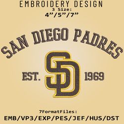 San Diego Padres Embroidery Designs, MLB Logo Embroidery Files, MLB Padres, Machine Embroidery Pattern
