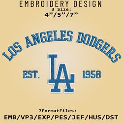 Los Angeles Dodgers Embroidery Designs, MLB Logo Embroidery Files, MLB Dodgers, Machine Embroidery Pattern