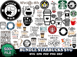 500 Bundle Starbucks SVG, Starbucks Coffee Wrap Bundle Svg
