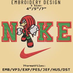 Nike Knuckles Embroidery Designs, Sonic the Hedgehog Embroidery Files, Cartoon Machine Embroidery Pattern