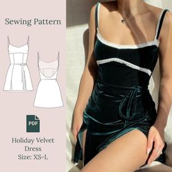 Holiday Velvet Dress Sewing Pattern PDF XS-L