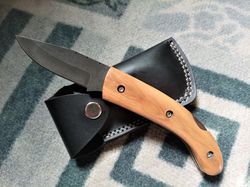 Custom Hand Made Carbon Steel Pocket Folding Knife - Personalized Gift For Him
