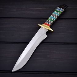 custom handmade d2 tool steel bowie hunting knife with leather sheath outdoor knife camping knife gift knife mk3609m