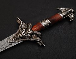 Custom Hand Forged, Damascus Steel Functional Sword 35 inches, Double Edge, Fantasy Sword, Swords Battle Ready, With She