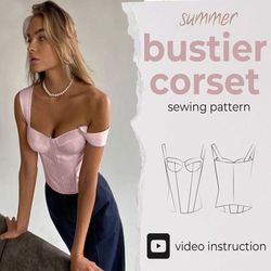 corset top sewing pattern | XS-XL | bustier dress pattern PDF | bodice pattern | underbust corset | bustier pattern