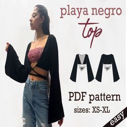 Flare Sleeve Crop Top Sewing Pattern | Hippie Top for Festivals, Partys or the Beach | XS-XL | Detailed PDF Download A0