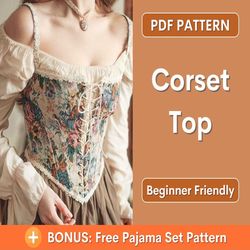 Corset Pattern | Cottagecore corset pattern | Top Sewing Pattern | Corset Sewing Pattern | PDF Sewing Pattern, Corset