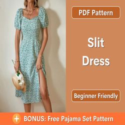 Slit Dress Pattern | Milkmaid Dress Sewing Pattern | Summer Dress Pattern | Women Sewing Pattern | Easy Dress PDF