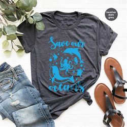 Aesthetic Sea Animals Shirt, Oceans Graphic Tees, Trendy Ocean Gifts, Earth Day Toddler Shirt, Gifts for Her, Environmen