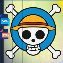 Straw hat pirates skull logo SVG free, One piece SVG, anime SVG
