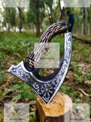 Viking pizza cutting axe, Viking camping axe, The Original Handmade Forged Pizza Axe, Best Birthday Gift for men, Him