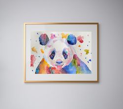 Panda original watercolor painting  minimalist animal art, light watercolor artwork, wall decor 5x7 inches