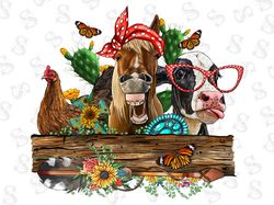 Western Cute Goat With Sunflower Bouquet Png Subli