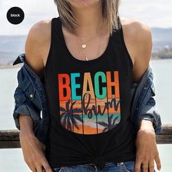 Beach Tank, Summer Graphic Tees, Holiday Vneck Tank, Floral Tank, Travel Tank, Vacation Tees, Tank for Women, Summer Out