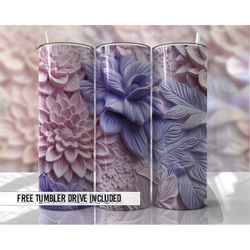 Pastel Floral 3D Tumbler Flowers Summer Tumbler Wraps