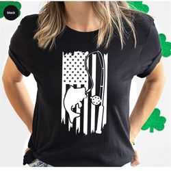 Patriotic Shirt, Fishing Graphic Tees, American Flag T Shirt, Grandpa Shirt, Fishing Gifts, Gifts for Dad, USA Fisherman