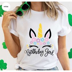 Unicorn Birthday Shirts, Birthday Gifts for Her, Kids Birthday TShirts, Cute Graphic Tees for Women, Birthday Party Shir