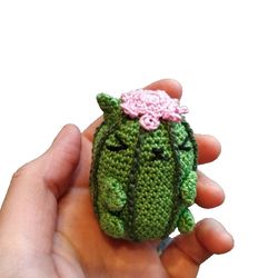 Crochet pattern: Dana the tiny toy Cactus Cat amigurumi doll plants