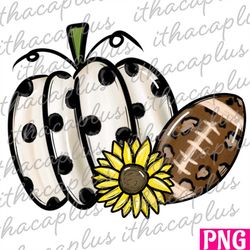 Fall png, Fall pumpkin leopard football sublimation, Fall polka dot pumpkin clipart, Fall season digital, sunflower pump