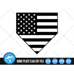 Home Plate American Flag SVG Files | Home Plate USA Flag SVG Cut Files | Baseball Home Plate Silhouette Vector Files | B
