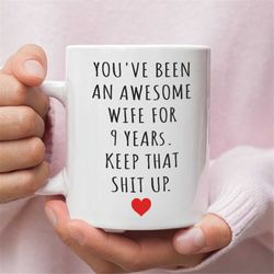 9th Anniversary Gift For Wife, 9 Year Anniversary Gift For Him, Funny Wedding Anniversary Mug, Anniversary Gift For Wife