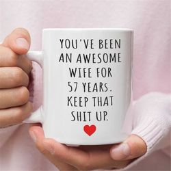 57th Anniversary Gift For Wife, 57 Year Anniversary Gift For Him, Funny Wedding Anniversary Mug, Anniversary Gift For Wi