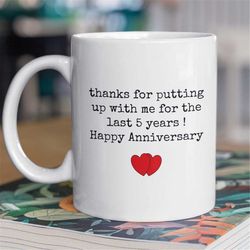 5th Anniversary Gift For Husband, 5 Year Anniversary Gift For Him, Funny Wedding Anniversary Mug, Anniversary Gift For H