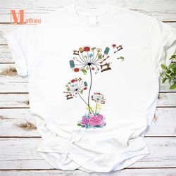 Dandelion Flowers Spreading Sewing Tools Vintage T-Shirt, Sewing Dandelion Shirt, Dandelion Shirt, Sewing Lover Gift