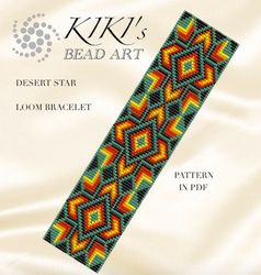Loom bracelet pattern Desert star, ethnic inspired Bead LOOM bracelet pattern in PDF - instant download