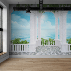 Arched Colonnade 3d Wall Mural