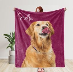 Custom Dog Face Blankets, Personalized Pet Photo Blanket, Fleece Dog Blankets, Customized Photo Throws, Dog Dad Gifts, P