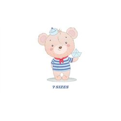 Bear embroidery designs - Sailor embroidery design machine embroidery pattern - Nautical Sailor bear embroidery file - b