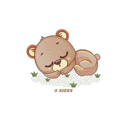 Sleeping Bear embroidery designs - Baby boy embroidery design machine embroidery pattern - Teddy Bear embroidery file -