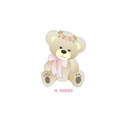 Bear embroidery designs - Teddy embroidery design machine embroidery pattern - Mama bear with flowers embroidery - Insta