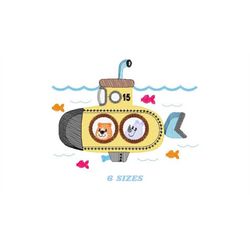 Submarine embroidery design - Baby boy embroidery designs machine embroidery pattern - Bear embroidery file - instant do